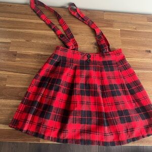 Super cute plaid skirt with adjustable suspenders